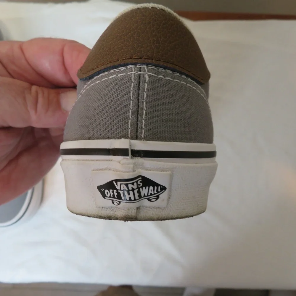 Vans Era 59 Gray Canvas Brown Leather C&L Skate Shoes Mens 8.5 Womens 10